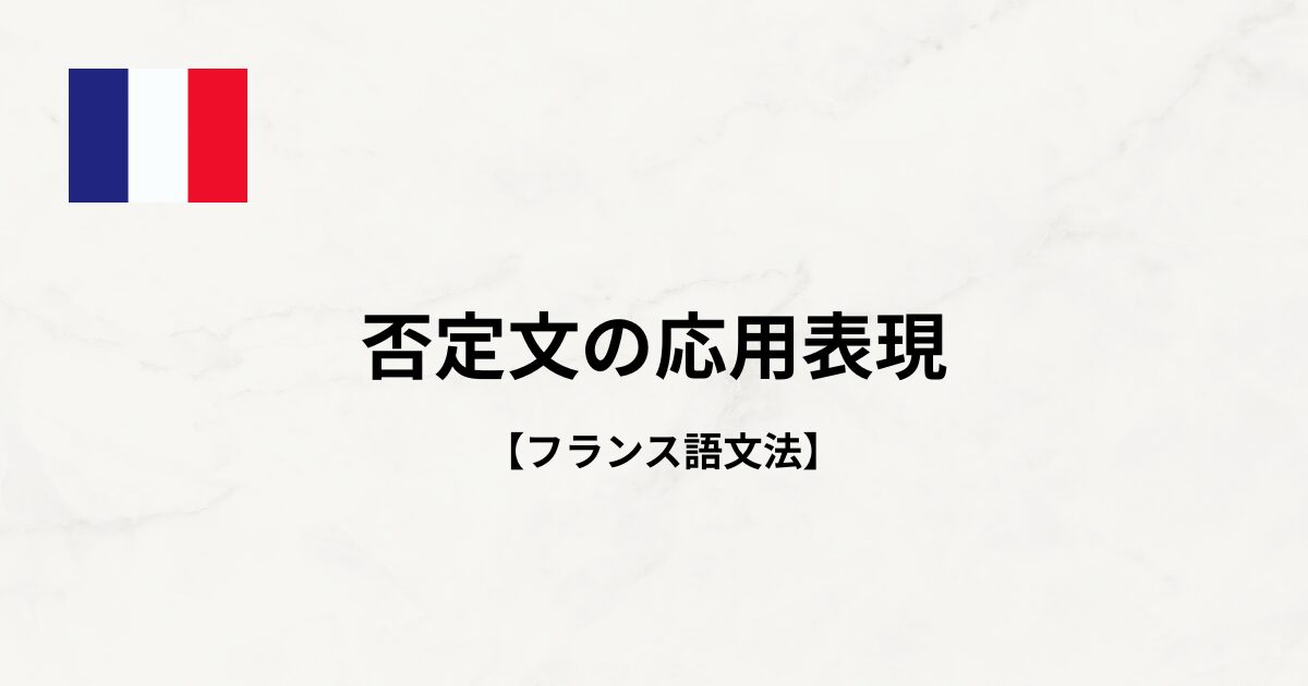 【フランス語文法#20】否定文の応用表現