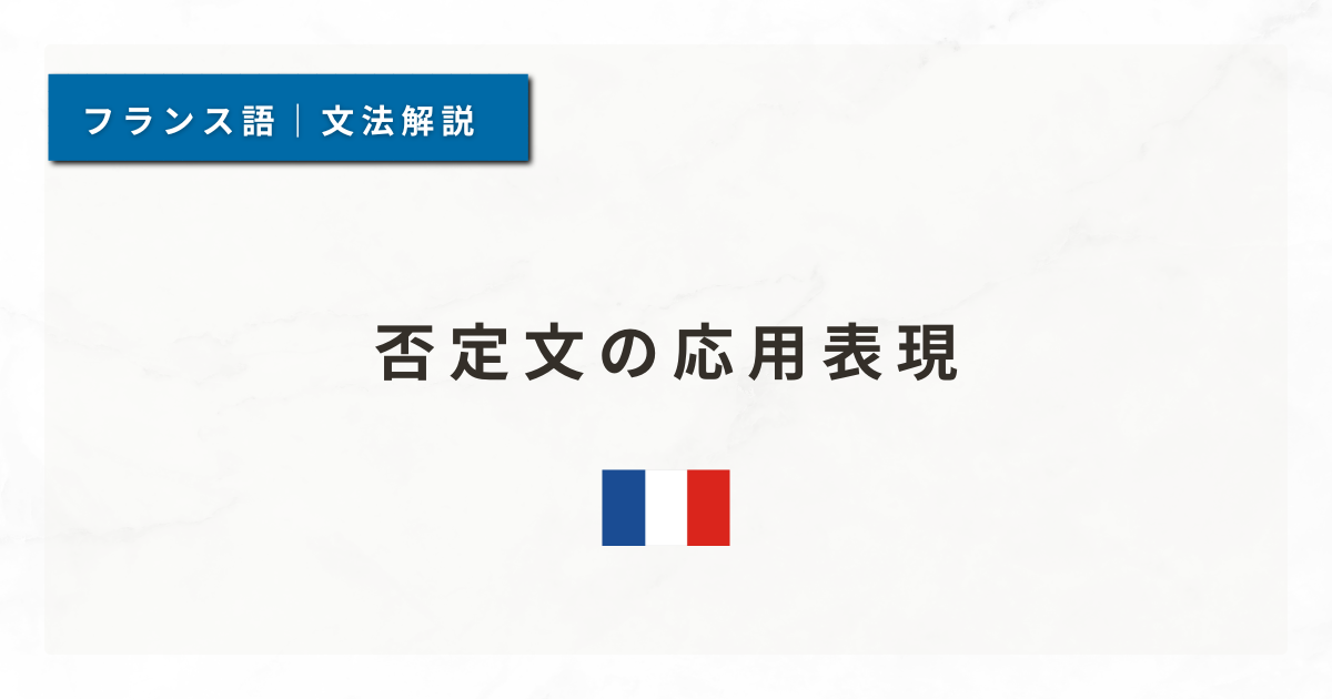 【フランス語文法#20】否定文の応用表現