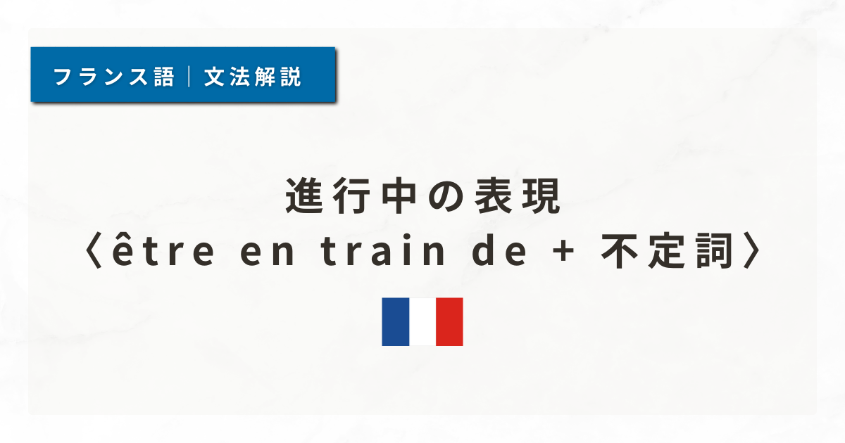 【フランス語文法#59】進行中の表現：être en train de + 不定詞