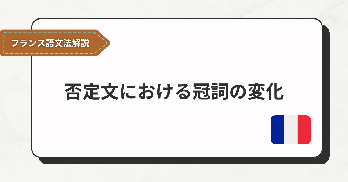【フランス語文法#60】否定文における冠詞の変化