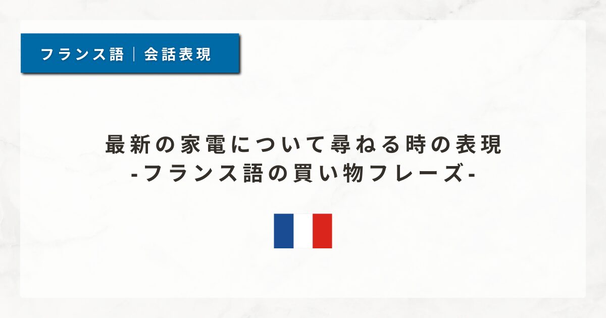 #124 最新の家電について尋ねる時の表現｜フランス語の買い物フレーズ